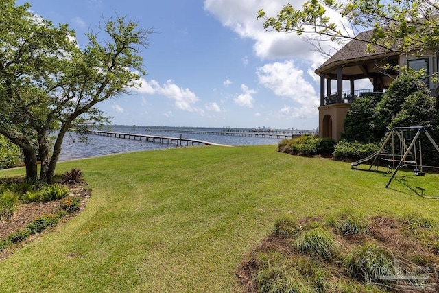 3063 Bay St, Gulf Breeze, FL 32563 - view of grassy yard with a water view