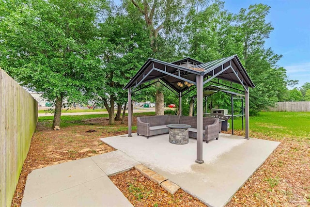 5853 Fairlands Rd, Milton, FL 32583 - view of patio / terrace featuring a gazebo and an outdoor living space