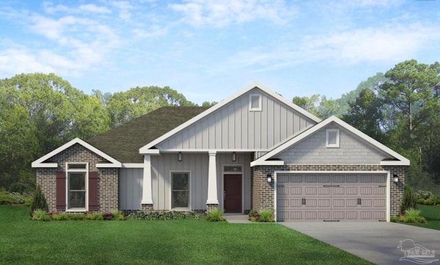 view of front facade with a garage and a front yard