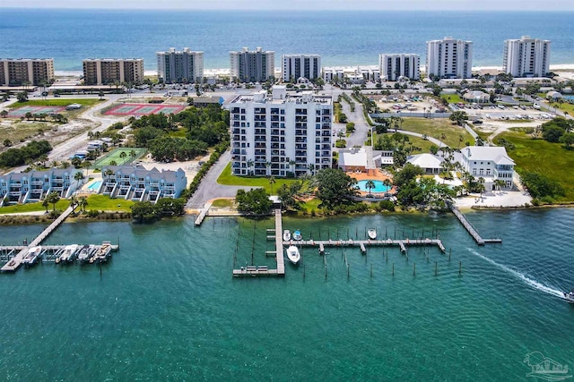 bird's eye view featuring a water view