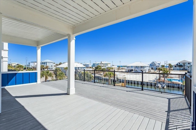 deck with a water view