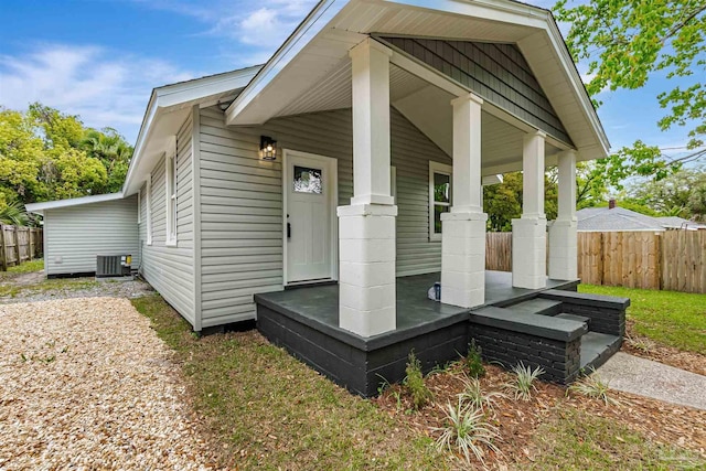 214 Thayer Ave, Pensacola, FL 32507 - exterior space with a porch, central air condition unit, and fence
