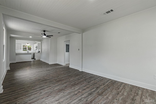 214 Thayer Ave, Pensacola, FL 32507 - spare room featuring dark wood-type flooring, visible vents, baseboards, and a ceiling fan