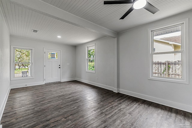214 Thayer Ave, Pensacola, FL 32507 - empty room with recessed lighting, dark wood-style flooring, baseboards, and a ceiling fan