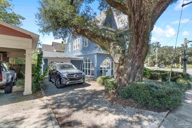 exterior space featuring a garage