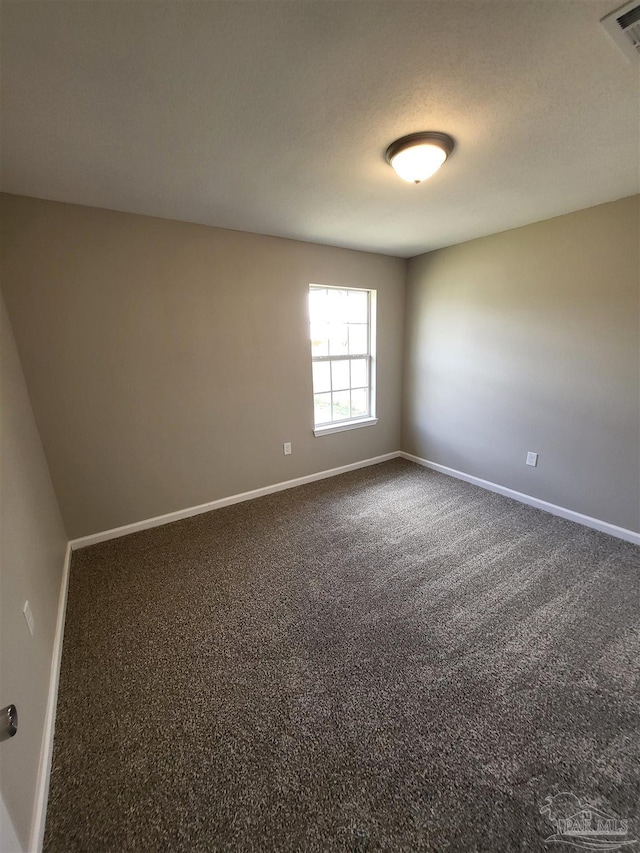 empty room with carpet flooring and a textured ceiling