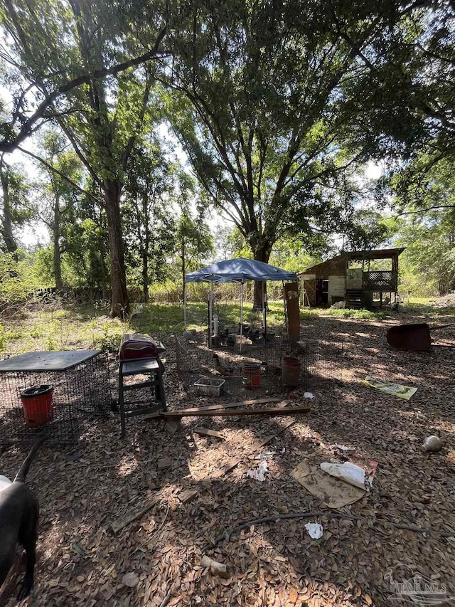 view of yard with an outdoor structure and exterior structure