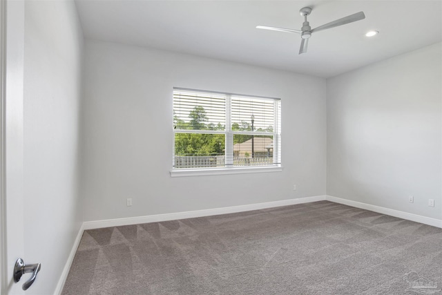 5936 Huntington Creek Blvd, Pensacola, FL 32526 - spare room with dark carpet, a ceiling fan, and recessed lighting