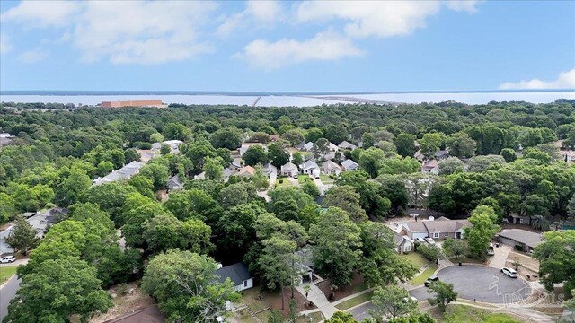 4308 Northpointe Way, Pensacola, FL 32514 - aerial view of residential area featuring a nearby body of water, a notable bridge, and a heavily wooded area