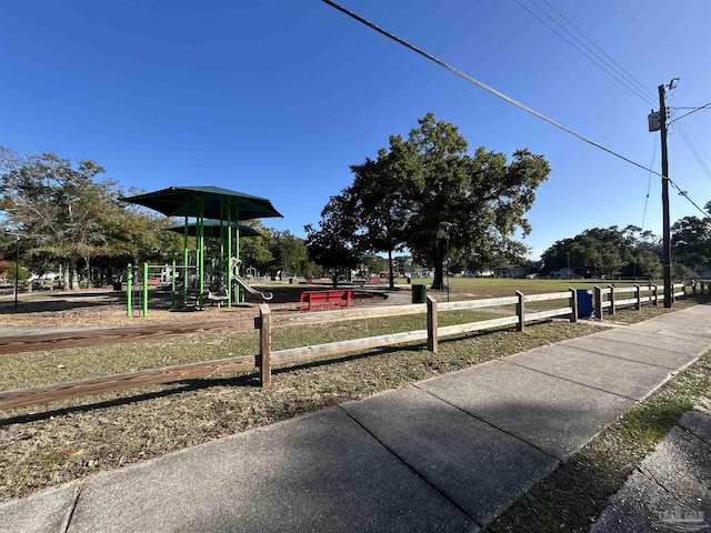 view of yard with a playground