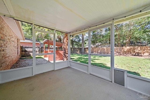 view of unfurnished sunroom