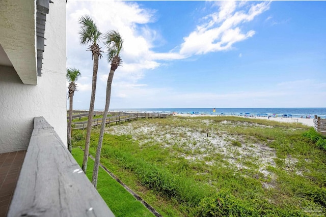 property view of water featuring a view of the beach