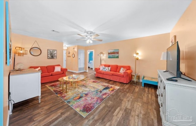 7837 Skyview Blvd, Navarre, FL 32566 - living room with wood finished floors and ceiling fan