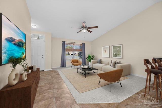 4361 Martha Ct, Gulf Breeze, FL 32562 - living room featuring ceiling fan and lofted ceiling