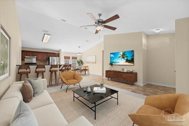 4361 Martha Ct, Gulf Breeze, FL 32562 - living room with lofted ceiling and ceiling fan