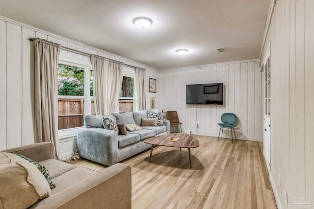 living room with light wood-type flooring