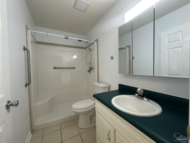 4885 Mayo Cir, Pace, FL 32571 - full bathroom with tile patterned flooring, a shower, vanity, a textured ceiling, and toilet
