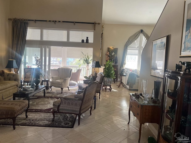 view of tiled living room