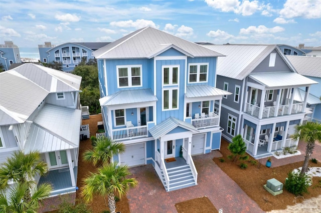 coastal home with a garage