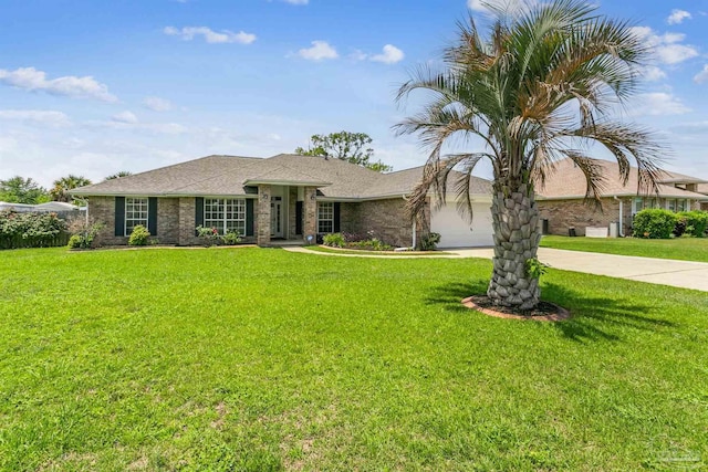 4803 Jaimee Leigh Dr, Milton, FL 32570 - view of front of property with driveway, a garage, a front yard, and brick siding