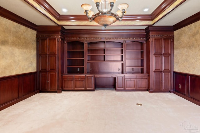 721 W Miracle Strip Pkwy, Mary Esther, FL 32569 - unfurnished office featuring an inviting chandelier, ornamental molding, and wainscoting