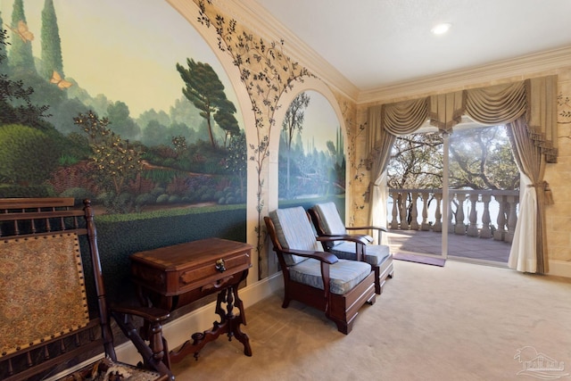 721 W Miracle Strip Pkwy, Mary Esther, FL 32569 - sitting room with crown molding and carpet floors