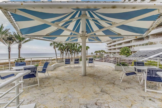 view of patio / terrace featuring a water view