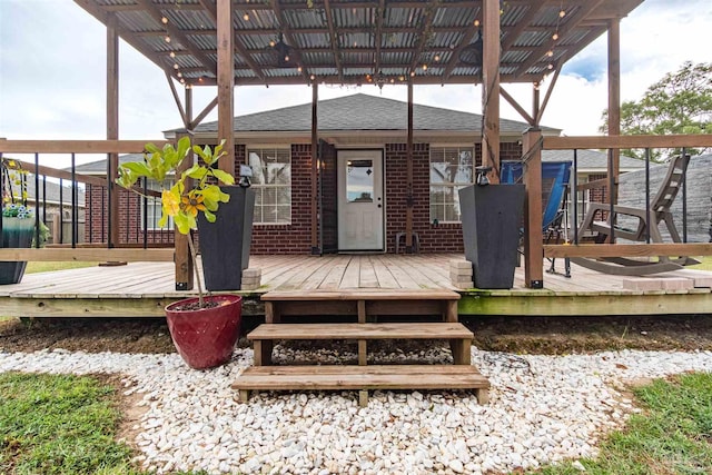 wooden deck with a pergola