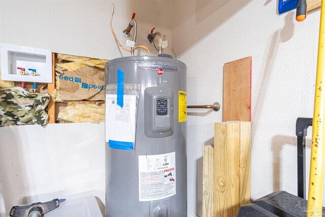 utility room featuring electric water heater