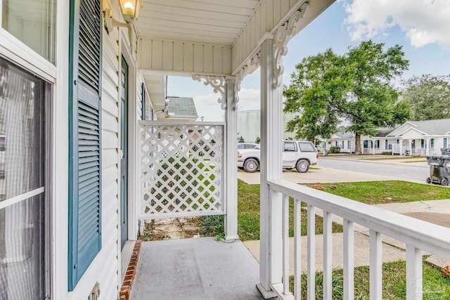 view of patio featuring a porch