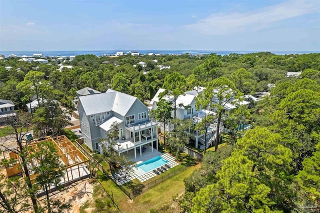 bird's eye view with a view of trees