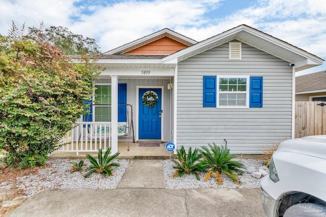 bungalow-style home featuring a porch