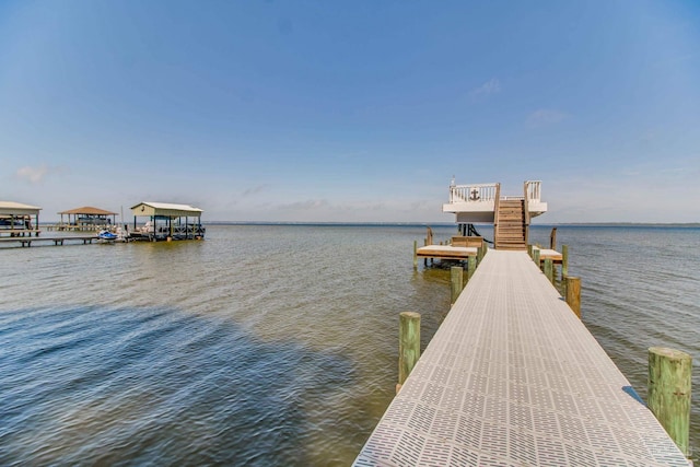view of dock featuring a water view