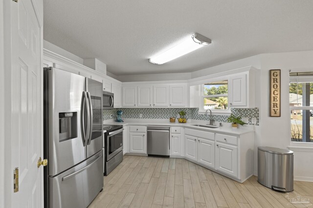 kitchen with white cabinetry, sink, a wealth of natural light, and stainless steel appliances