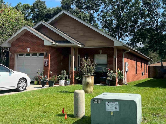 view of front facade featuring a garage and a front lawn