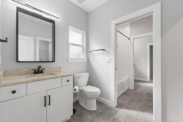 full bathroom with tile patterned flooring, vanity, toilet, and shower / bath combination