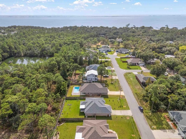 bird's eye view featuring a water view