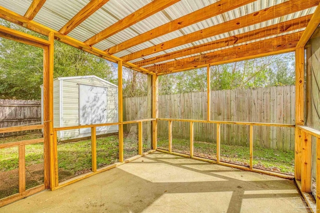 view of unfurnished sunroom