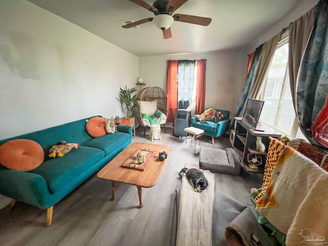 124 Mintz Ln, Cantonment, FL 32533 - living room with wood finished floors and a ceiling fan
