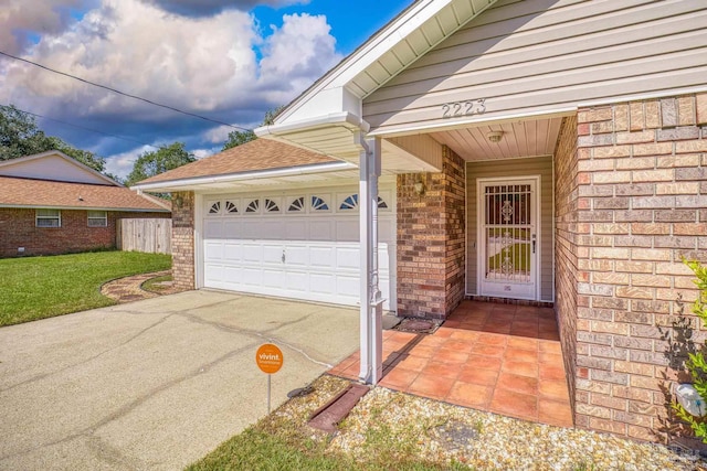 entrance to property with a garage