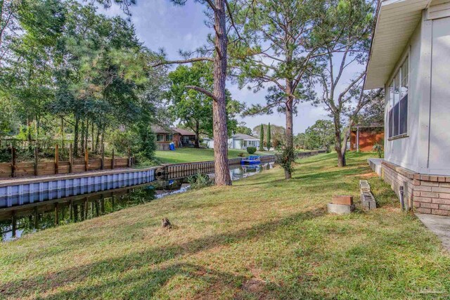 view of yard with a water view