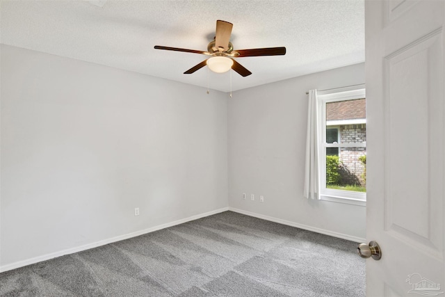 2252 Valle Escondido Dr, Pensacola, FL 32526 - empty room featuring a textured ceiling, ceiling fan, carpet, and baseboards