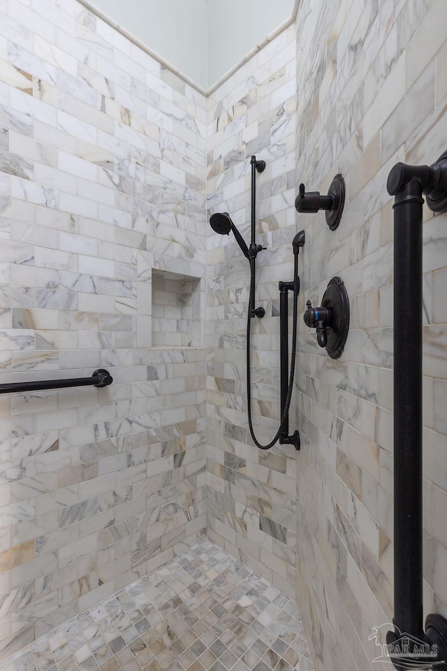 interior details with tiled shower