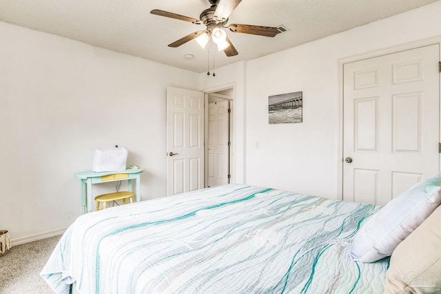 bedroom with carpet floors and ceiling fan