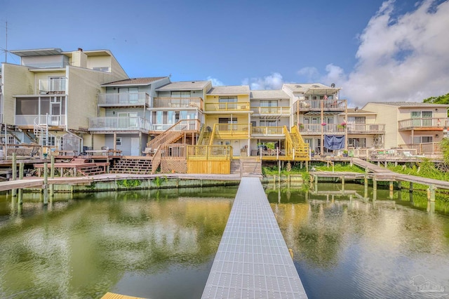 view of dock featuring a water view