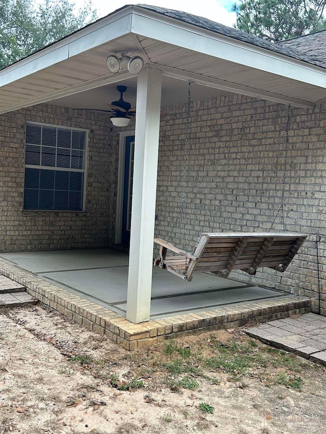 view of property exterior with ceiling fan