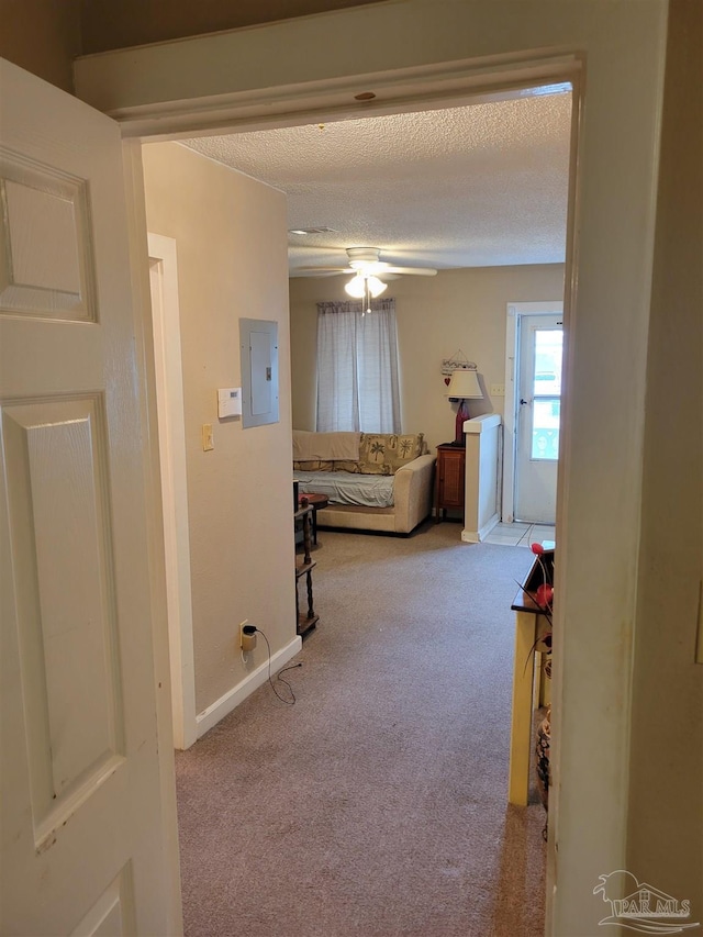6017 Montgomery Ave, Pensacola, FL 32526 - hallway with baseboards, a textured ceiling, and carpet floors