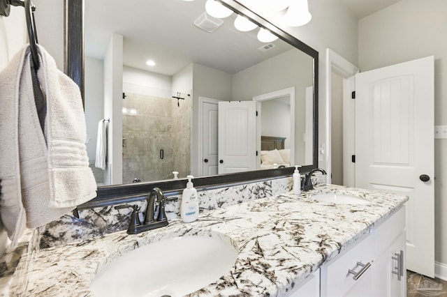 1567 Sawyers Ridge Cv, Cantonment, FL 32533 - full bath featuring double vanity and a shower stall