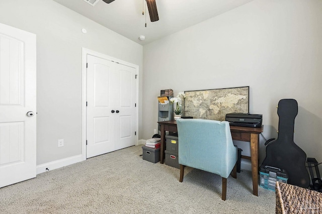 1567 Sawyers Ridge Cv, Cantonment, FL 32533 - carpeted office space with ceiling fan and baseboards