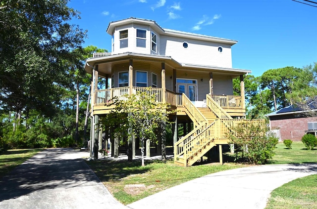 beach home with covered porch